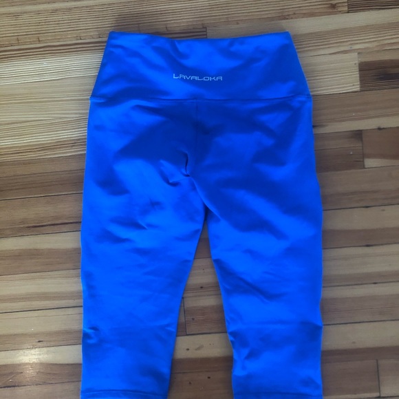 Lavaloka blue cropped Moto leggings with mesh - Picture 3 of 4